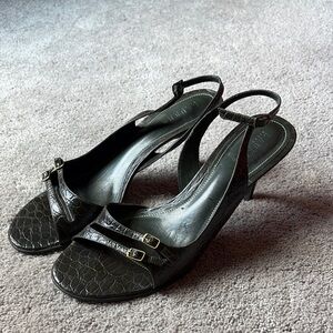 Lauren, Ralph Lauren Green Leather Slingback Heels, Like New!!!
